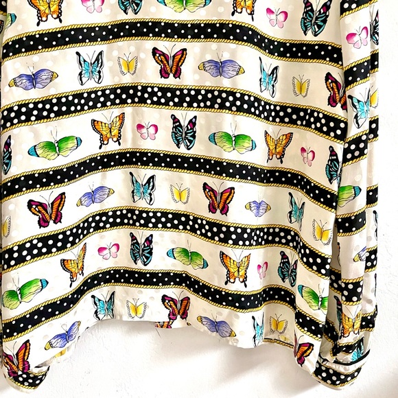 Vintage Silk Butterfly Polka Dot Blouse Alice Olivia Kate Spade Anthro Style - Picture 9 of 13